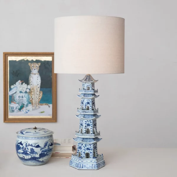 Hand Painted Pagoda Lamp - Image 3