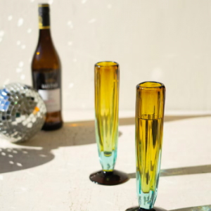 Blue & Amber Champagne Glass Set