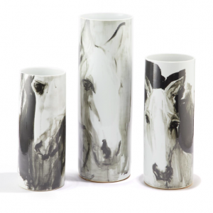 Porcelain White Horse Vases