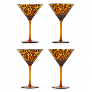 Tortoise Print Martini Glass Set/4